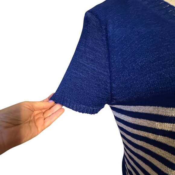 ❤️NWT SUMMER NAUTICAL CASUAL/OFFICE MOCK TWINSET MARINE BLUE  LARGE - Picture 3 of 10